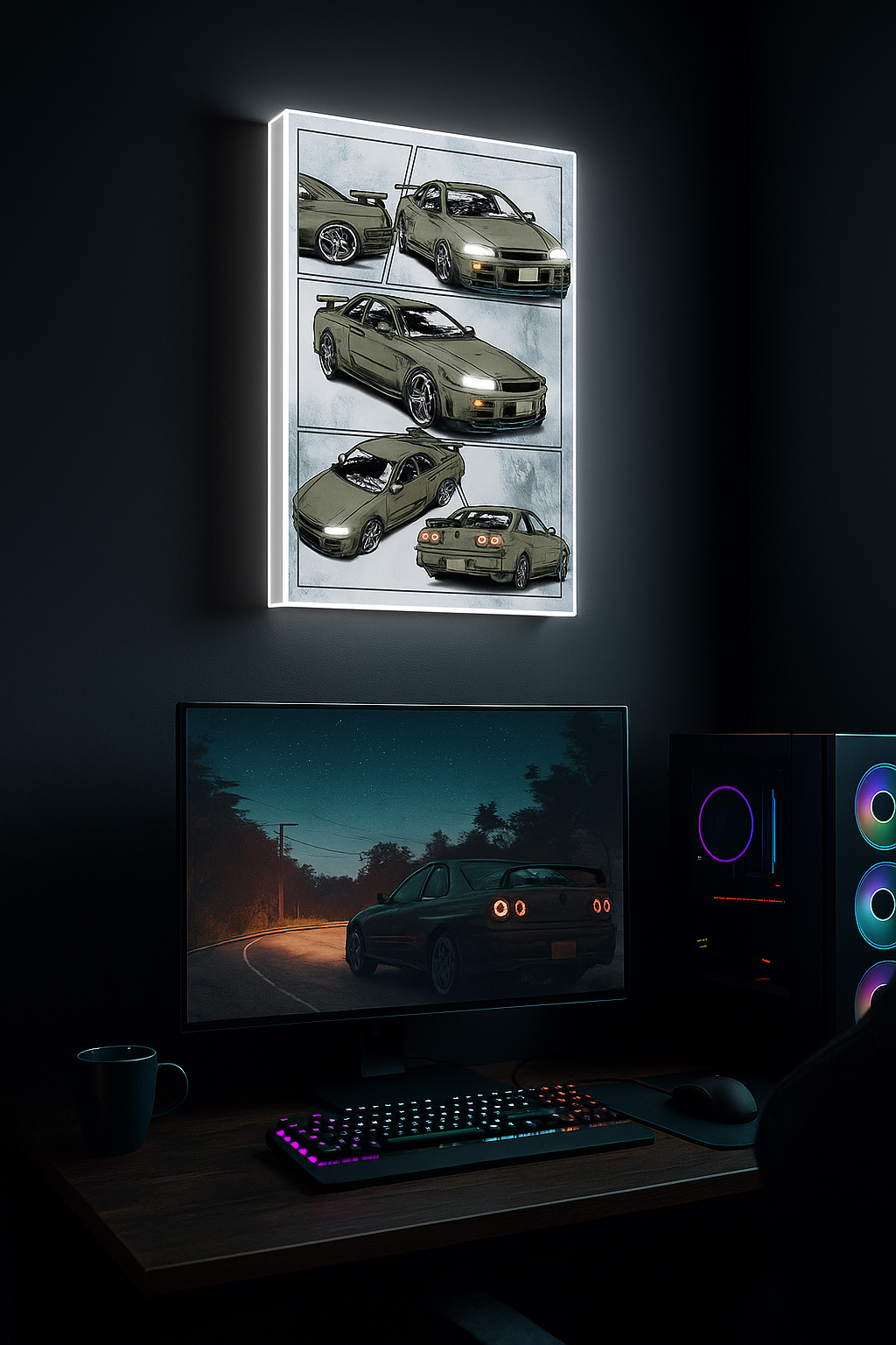 GTR Nights | Backlit Comic-Style Wall Art Frame