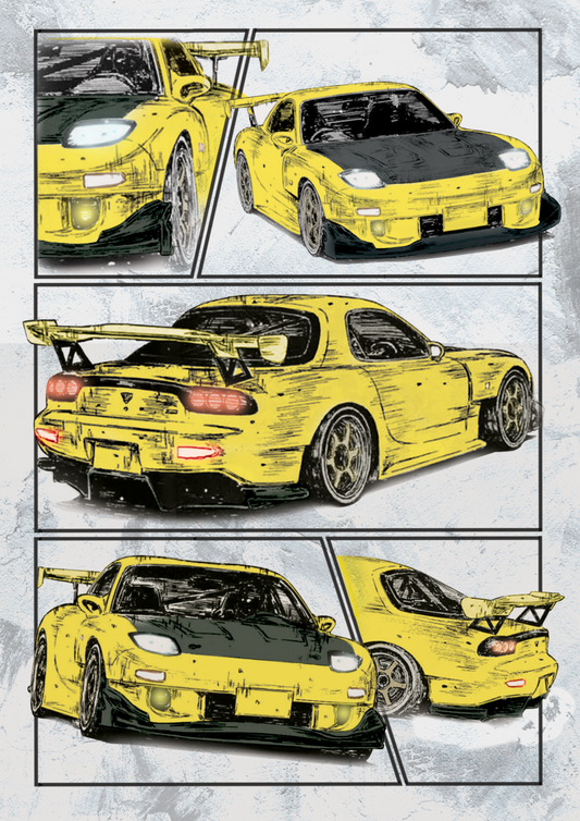 RX-7 Nights | Backlit Comic-Style Wall Art Frame